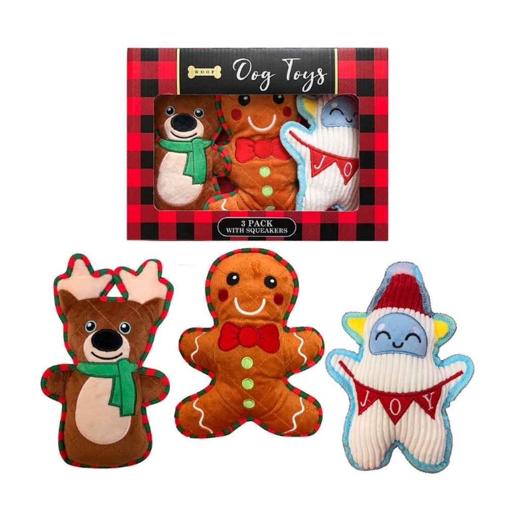 👀50% OFF - NWT‼️ 3-pack of Woof plush squeaker dog toys